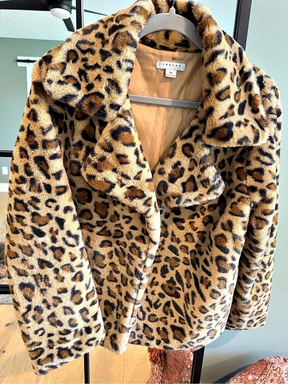 Leopard Print Faux Fur Jacket- Medium